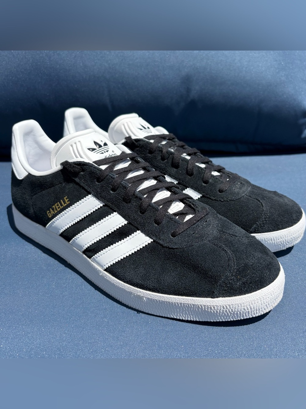 Adidas Gazelle Men's Size 9 Athletic Shoes Black Suede & White Nice! BB5476